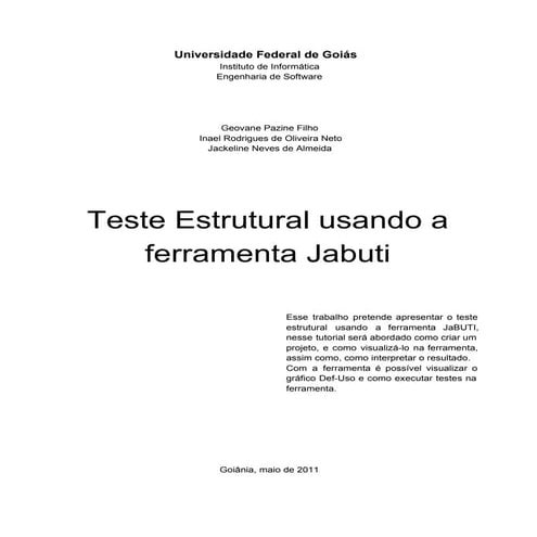 Teste Estrutural usando a ferramenta Jabuti