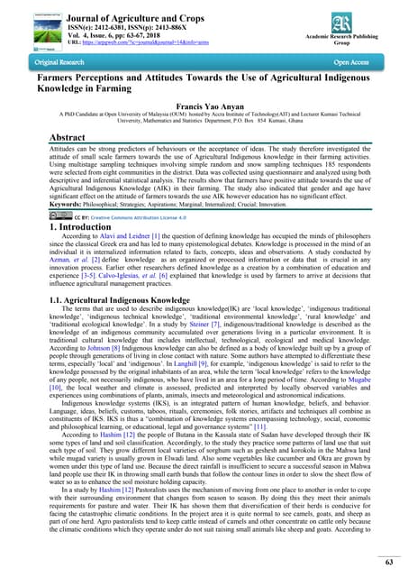 Indigenous Knowledge Systems for Agriculture | PDF | Agriculture ...