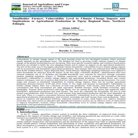 Climate change trends, impacts and adaptation of upland farmers in La ...