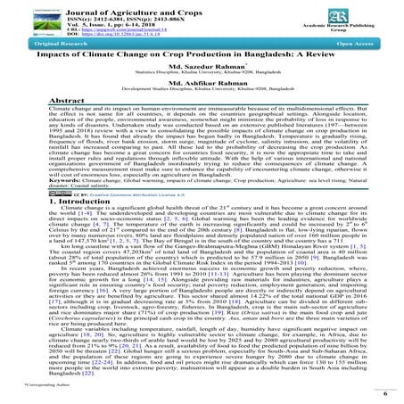 Impacts of Climate Change on Crop Production in Bangladesh: A Review | PDF
