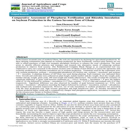 Comparative Assessment of Phosphorus Fertilization and Rhizobia Inoculation o...
