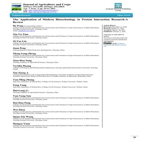 The Application of Modern Biotechnology in Protein Interaction Research-A Review