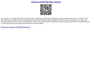 Lord Of The Flies Jack Merridew Character Analysis