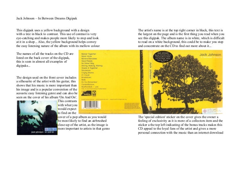 Jack Johnson In Between Dreams Digipak Analysis