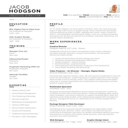 Jacob Hodgson Resume - Creative Director