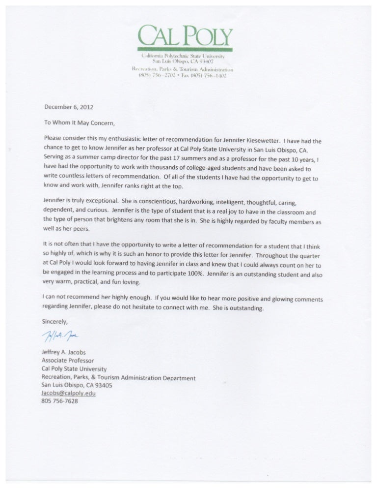 letter of recommendation cal poly slo letter of recommendation