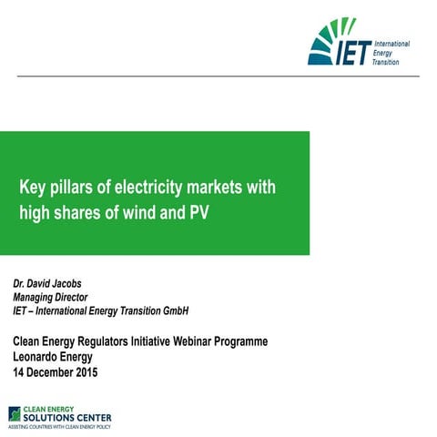 Future Electricity Markets: key pillars with high shares of wind and PV