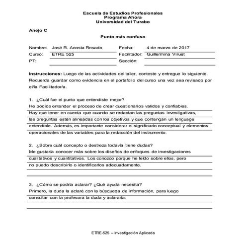 Jacosta assessment taller 6 punto más confuso