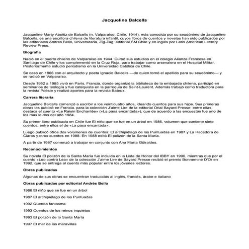 Biografía de Jacqueline Balcells