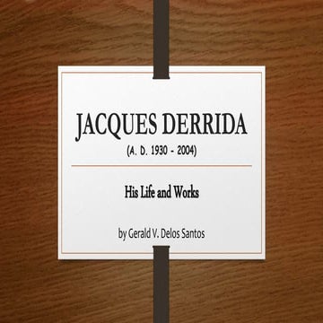 Jacques Derrida & post structuralism