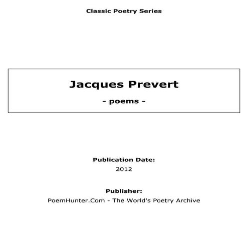 Jacques prevert poésies | PDF