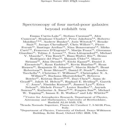 Spectroscopy of four metal-poor galaxies beyond redshift ten