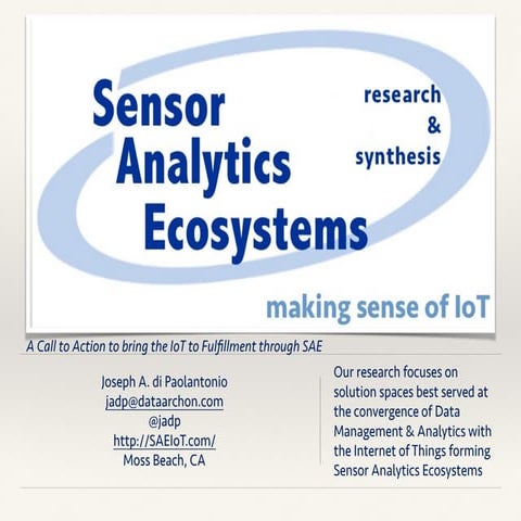 Sensor Analytics Ecosystems bringing value to IoT