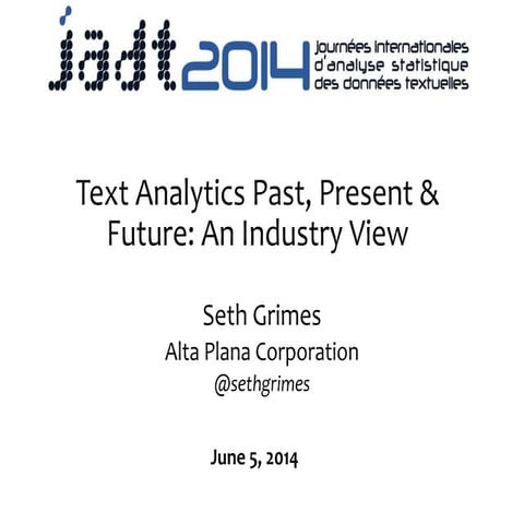 Text Analytics Past, Present & Future: An Industry View