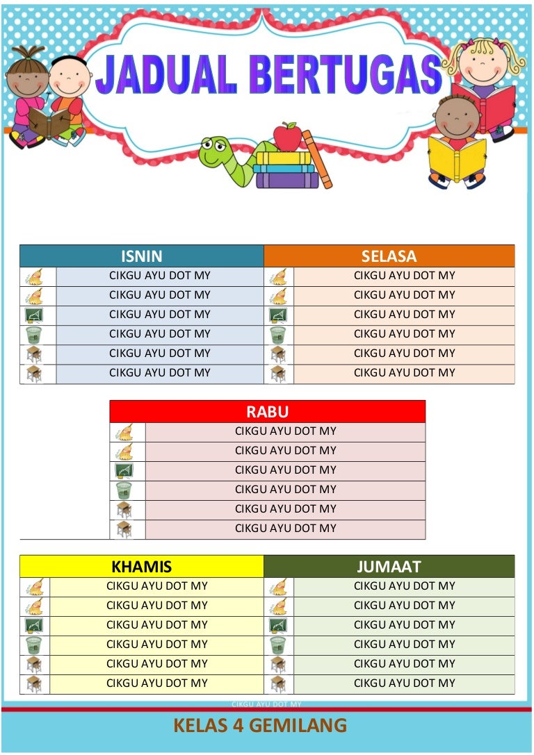 Kelas jadual tugasan Jadual Waktu