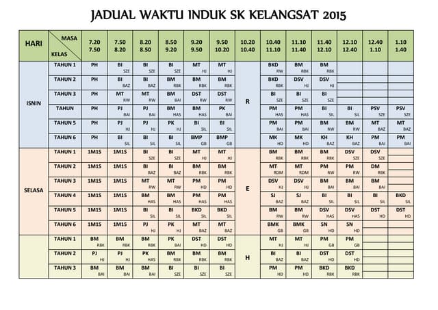 Jadual waktu induk sk kelangsat 2015