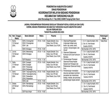 # JADWAL KEGIATAN PENDAMPINGAN BULAN FEBRUARI 2024 TAHUN PELAJARAN 2023-2024.pdf