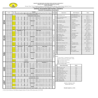 Jadwal pelajaran 2014 Revisi | PDF