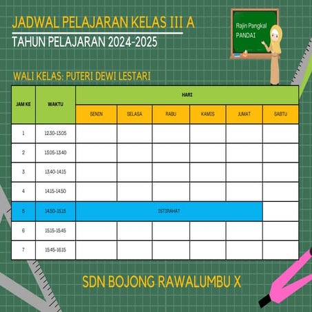 Jadwal Pelajaran Kelas III A 2024-2025_SDN Bojong Rawalumbu X_20241104 ...