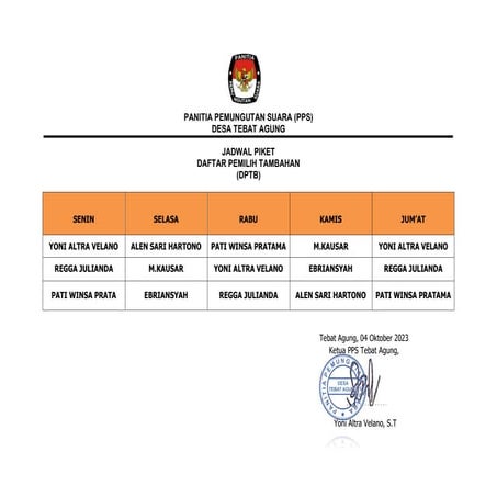 Jadwal Piket Dptb Pdf