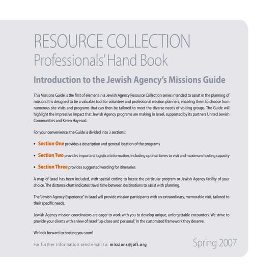 Jewish Agency Mission Guide | PDF