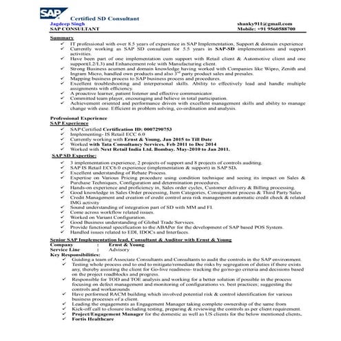 Jagdeep SAP SD Consultant