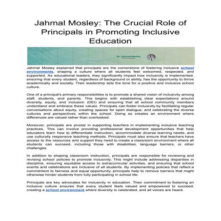 Jahmal Mosley_ The Crucial Role of Principals in Promoting Inclusive ...