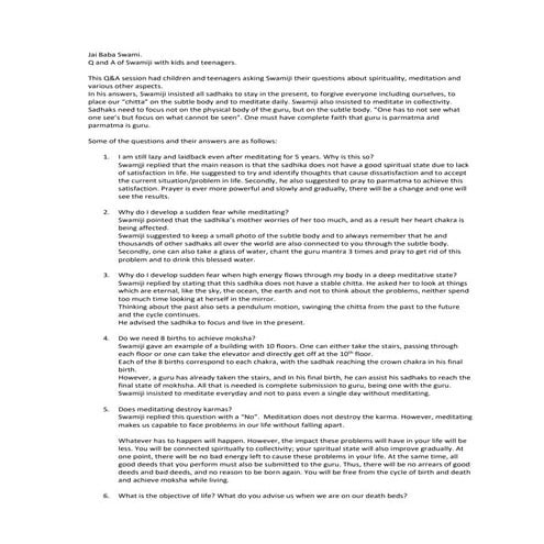 Swamiji Guru Poornima 2021 Q and A with Kids and Teenagers