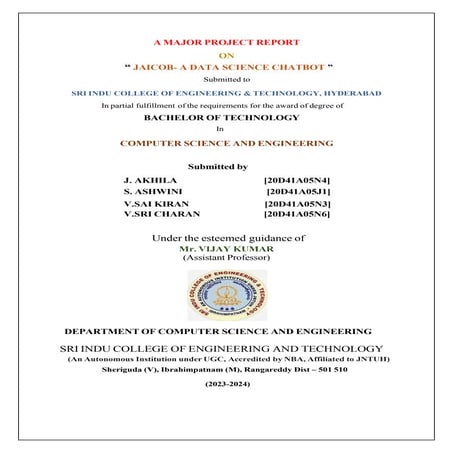 JAICOB- A DATA SCIENCE CHATBOT A DATA SCIENCE CHATBOT