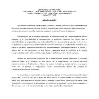 Ensayo sobre la Negociacion