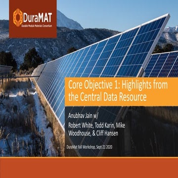 Core Objective 1: Highlights from the Central Data Resource