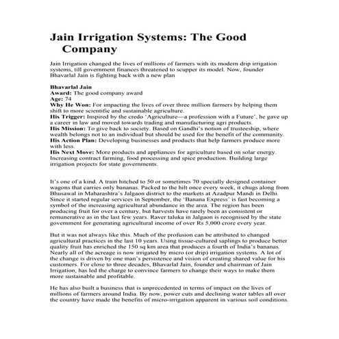 Jain irrigation systems