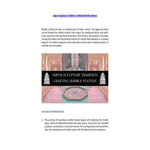 Jaipur Sculpture Tradition: Crafting Marble Statues