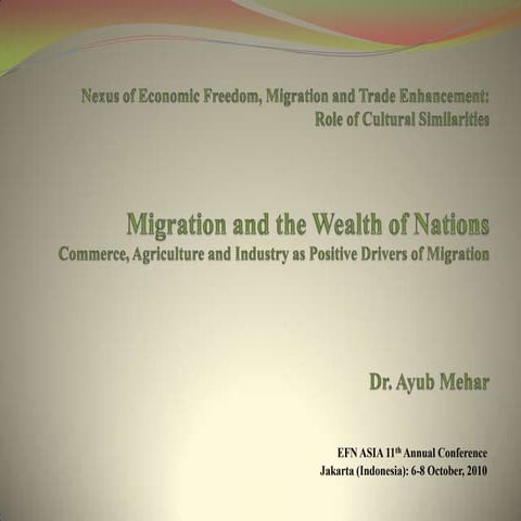 Jakarta, Presentation On Nexus Of Economic Freedeom, Migration