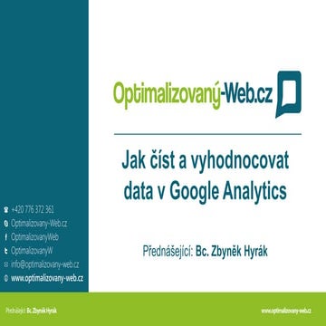  Jak číst a vyhodnocovat data v Google Analytics - Czech On-line Expo 2023