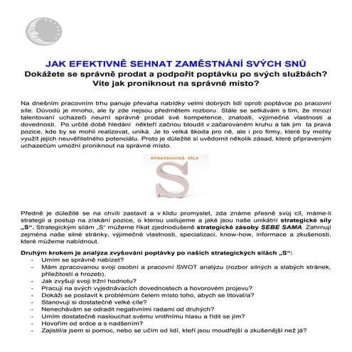 Jak efektivne sehnat zamestnani svych snu