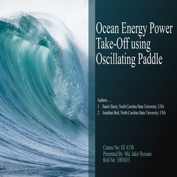 Ocean Energy Power Take-off using Oscillating Paddle