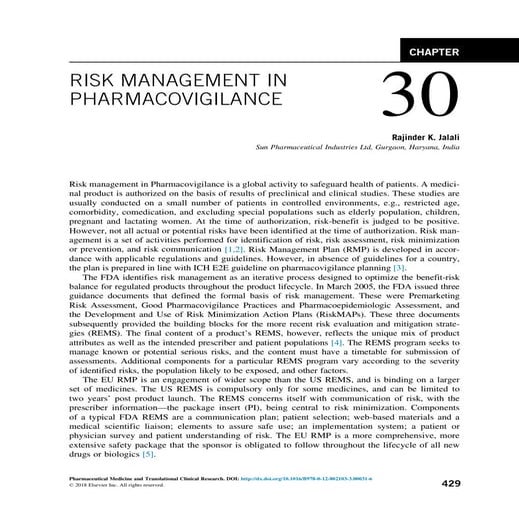 Risk Management In Pharmacovigilance