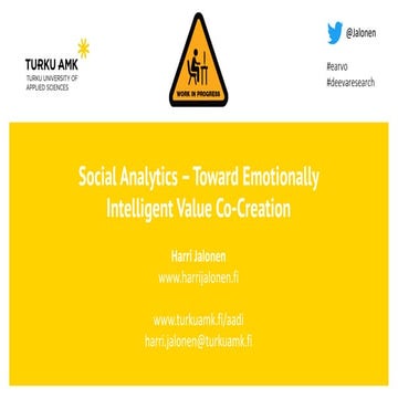 Social Analytics - Toward Emotionally Intelligent Value Co-Creation