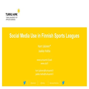 Jalonen & Haltia Social Media Use in Finnish Sports Leagues
