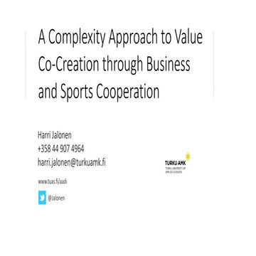 A Complexity Approach to Value Co-Creation through Business and Sports Cooper...