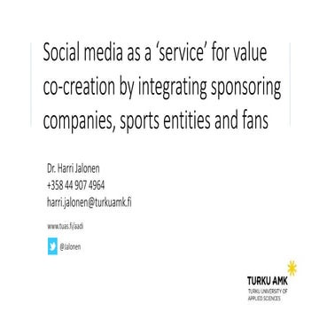 Social media as a 'service' for value co-creation by integrating sponsoring c...