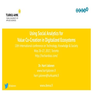 Jalonen_2017_Using Social Analytics for Value Co-Creation in Digitalized Ecos...