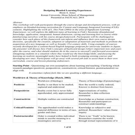 Designing Blended Learning Experiences - Handout