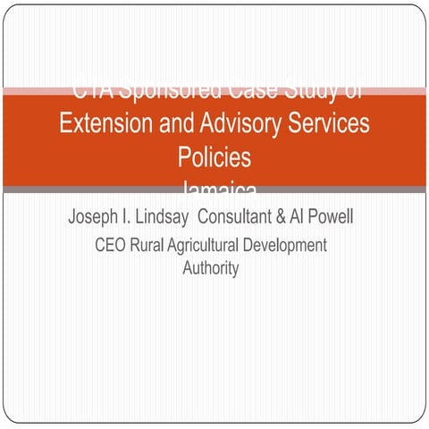 CTA case studies on the status of extension and advisory services ...
