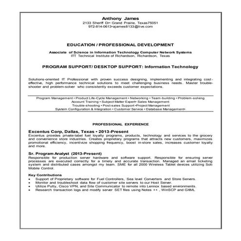James anthony 2016 resume | DOCX