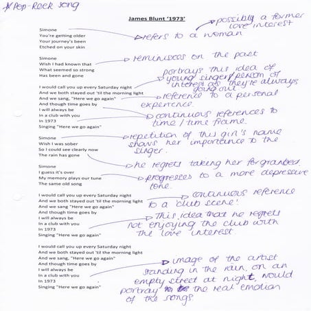 James Blunt Lyric Analysis: Page 1