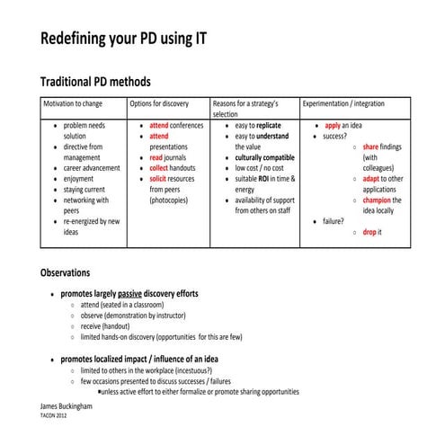 James buckingham tacon2012-redefiningyourp-dusingit-presentation - final