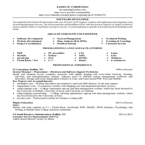 James corpening resume | DOCX