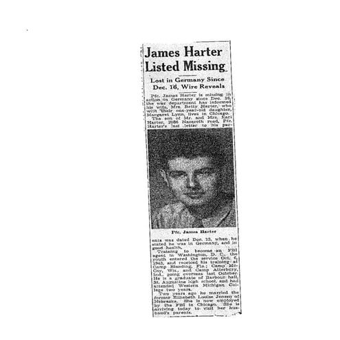 James Harter Listed Missing WWII 1944 | PDF